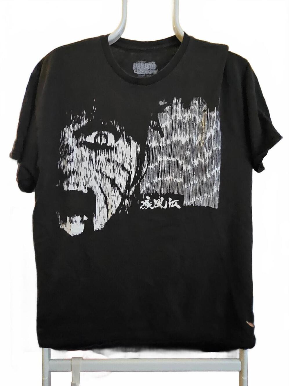 RARE Naruto Shippuden Anime T-Shirt Sz Large -Hitchcock style Graphic Anime EUC